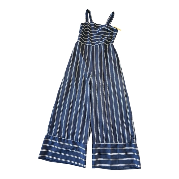 Japna Jumpsuit Women Sz S Striped Flare Leg Smocked Back Sleeveless Feminine - Picture 1 of 12